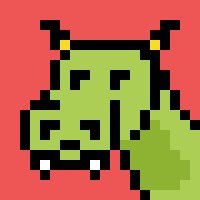 Dragon Stuff Logo, a pixelated dragon illustration.